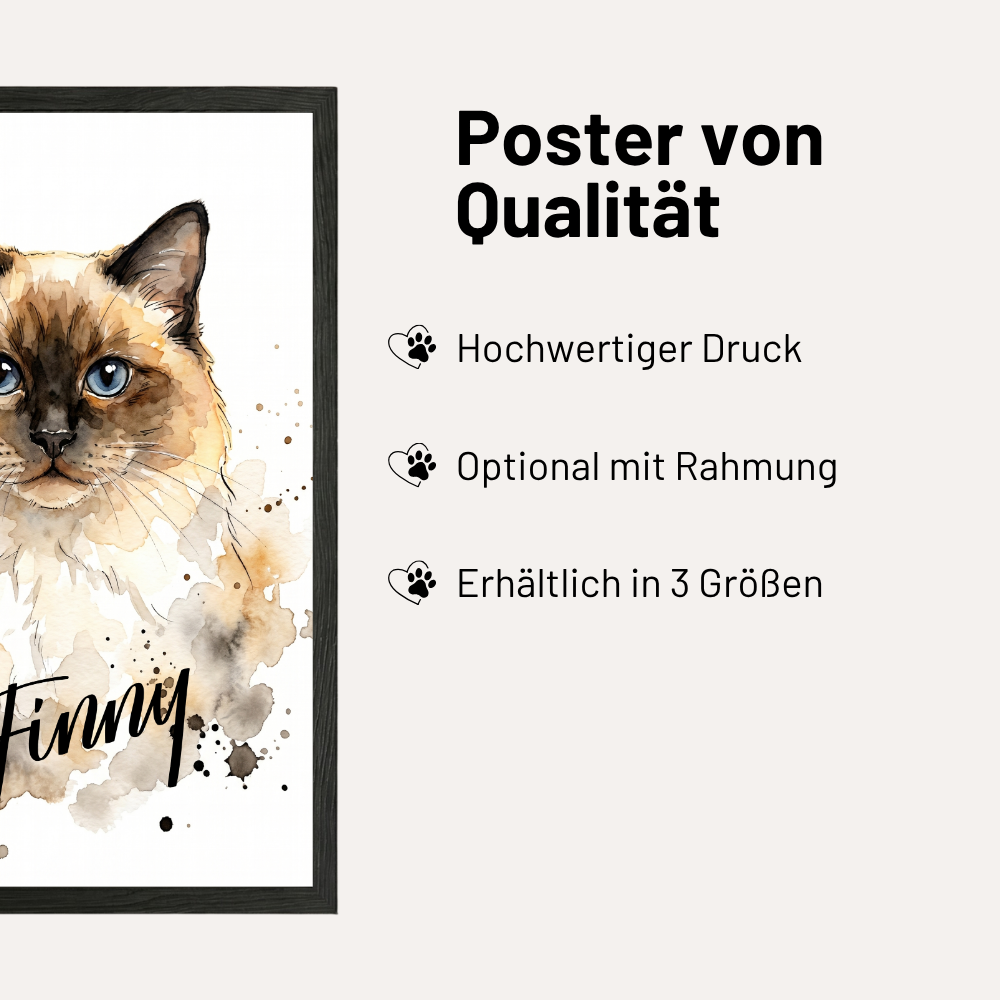 Personalisiertes Aquarell Katzen-Poster "Wasserspiel"