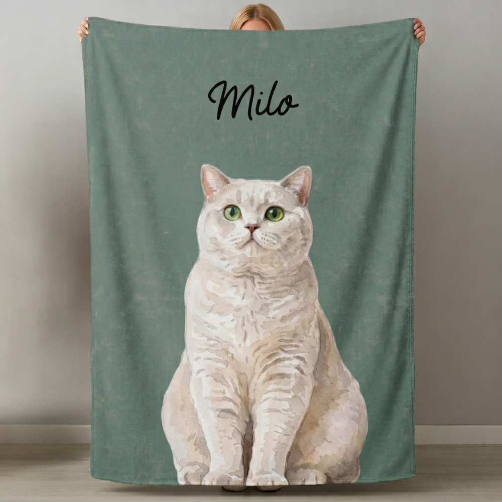 Personalisierte Katzen-Decke "Portrait"