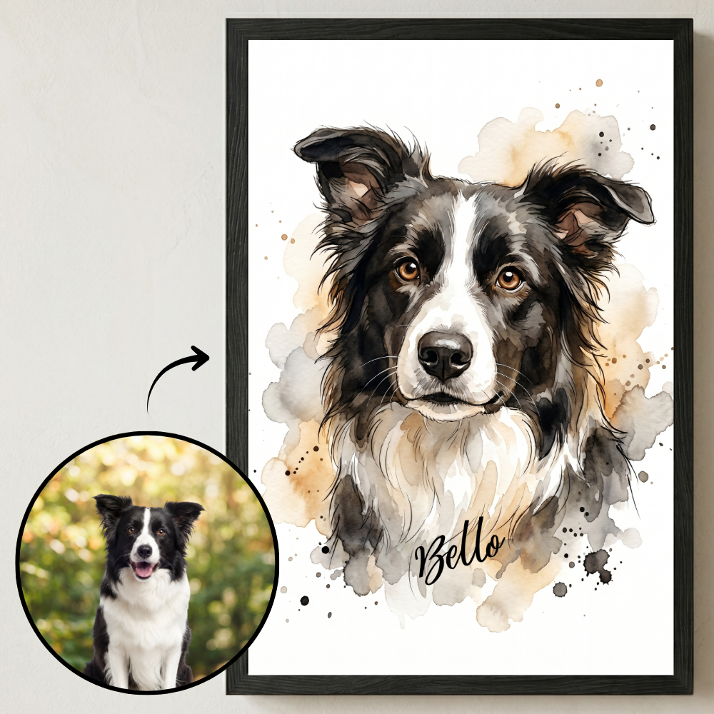 Personalisiertes Haustier-Aquarell "Wasserfarben"