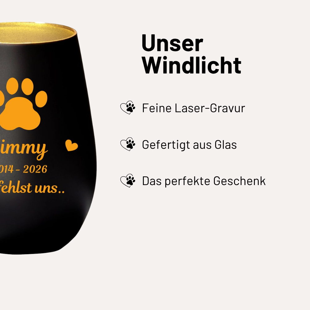 Personalisiertes Haustier-Windlicht "Du fehlst"